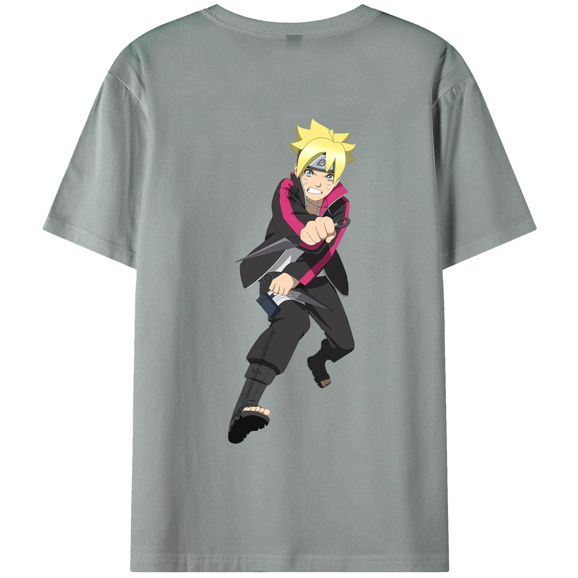 （画像用） NARUTO -ナルト- うずまき ボルト Uzumaki Boruto 綿100％ メンズ半袖Tシャツ（バックプリント） 通気性